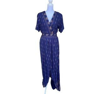 Lapogee Maxi Dress Bohemian, Festival Navy Blue & Gold Size XL
